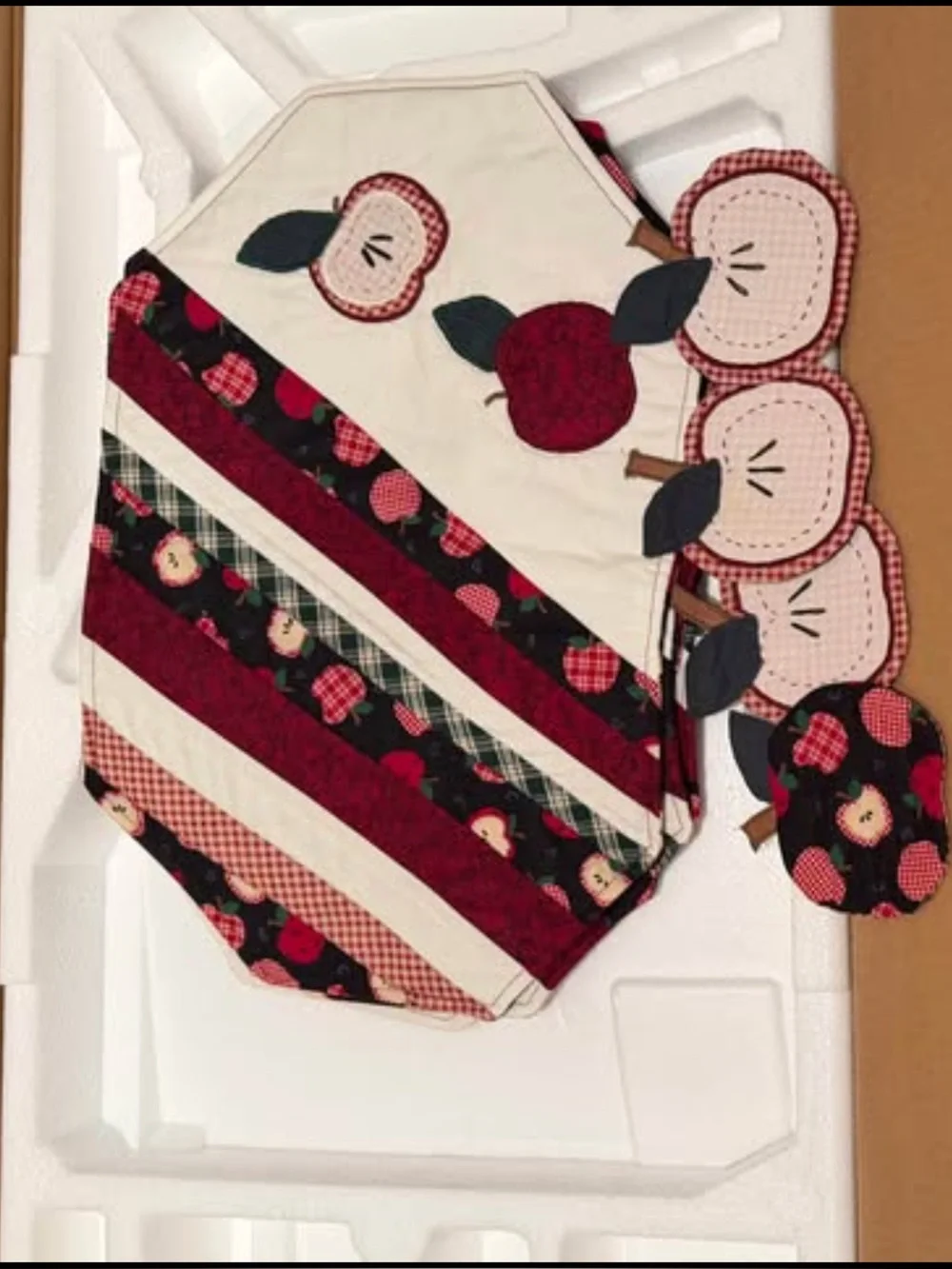 Handmade Red Apple Patchwork Kids Placemat Set